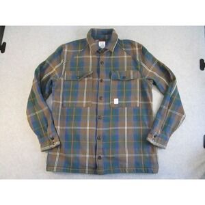 Topo Designs Flannel Shirt Mens Extra Large Green Plaid Heavy Twill Work Shacket